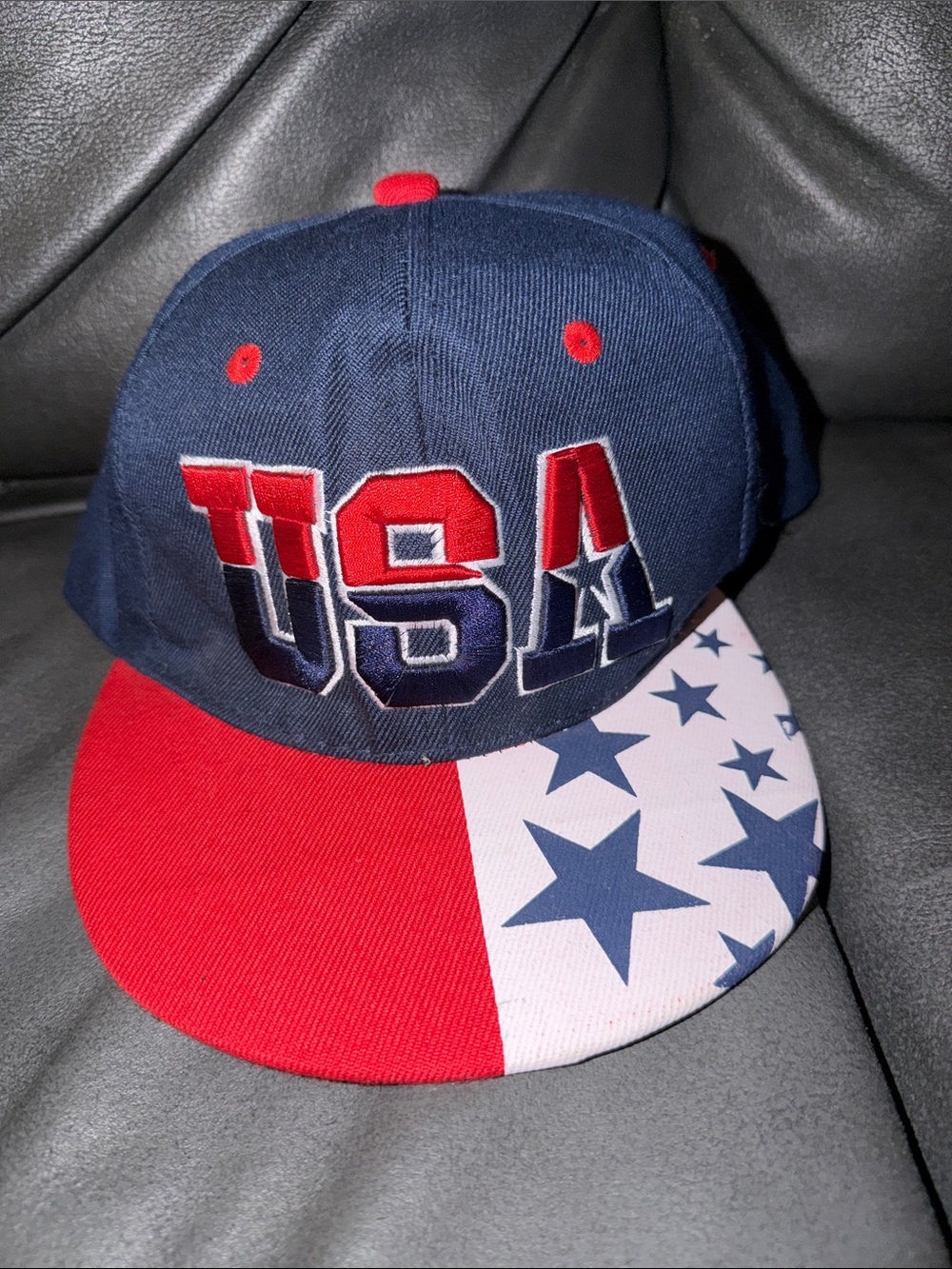 USA adult Snapback Hat - Navy, Red, White Stars